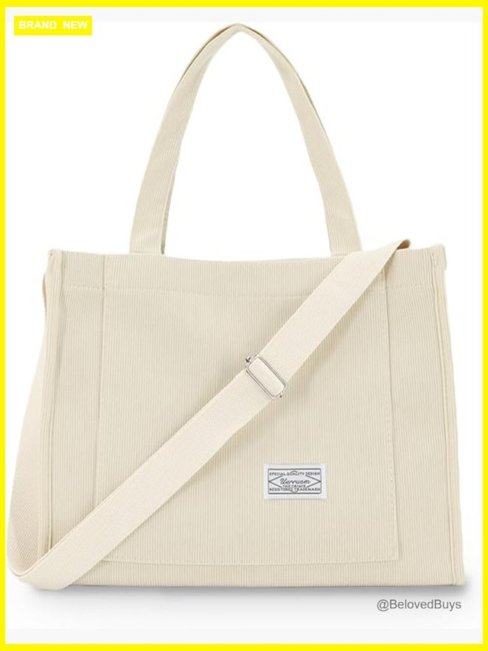Large Corduroy Tote Bag with Compartments for Work Travel College - Picture 1 of 7